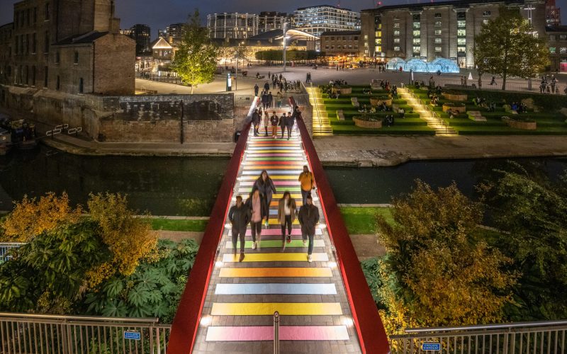 Installation by Adam Nathaniel Furman on a window om Esperance Bridge, part of an Art Trail at King's Cross